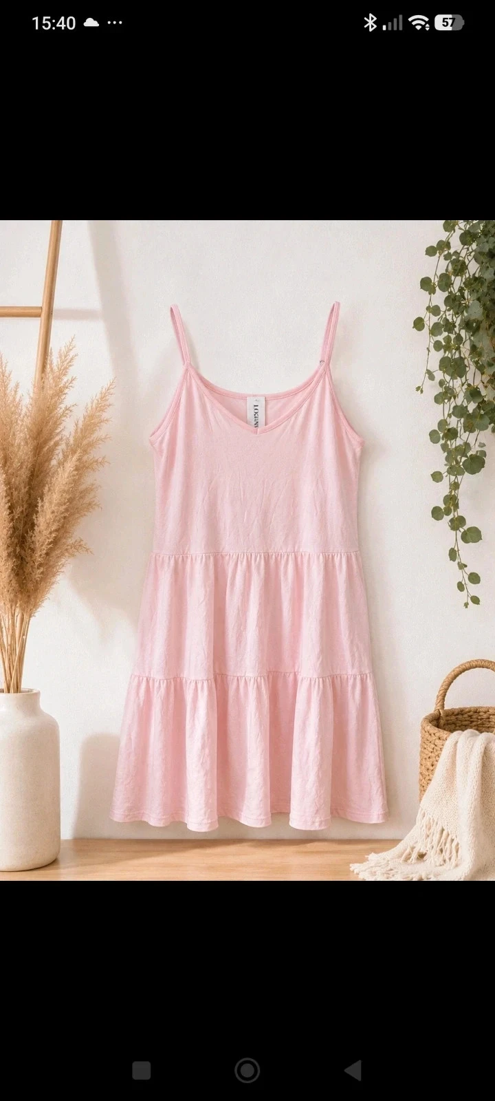 Robe rose poudrĂ© Loggin femme â Bretelles fines â Taille xl â Style bohĂšme